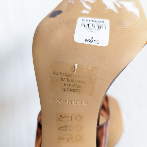 EXPRESS women's translucent leopard printed double strap heeled slide sandals - Picture 11 of 13